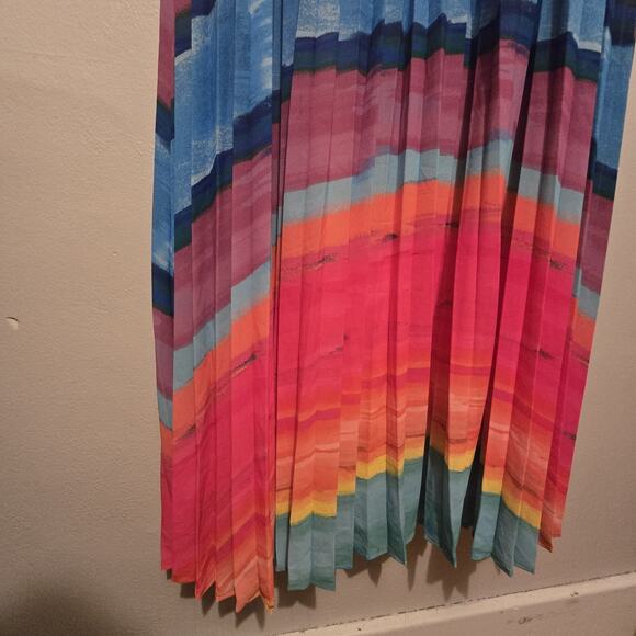 Flying Tomato Shore Vacays Rainbow Chiffon Maxi Dress Womens 2X Pleated Ruched - Picture 4 of 12